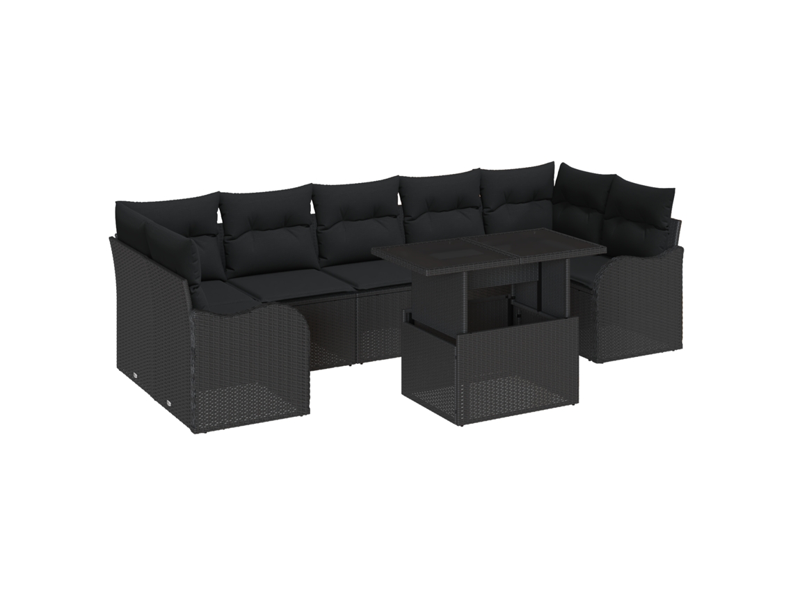 Conjunto 8 Conjunto De Móveis Para Exterior Vidaxl Preto Vime Pe (100 X 55 X 73 Cm)