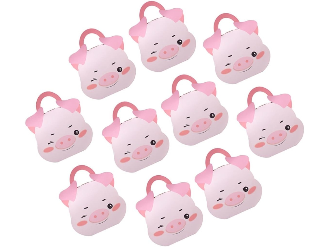 Hanabass Conjunto De 10-caixas Papel Reciclado Pequenas Com Design Porquinho Rosa Para Doces, Ideais Para Festas
