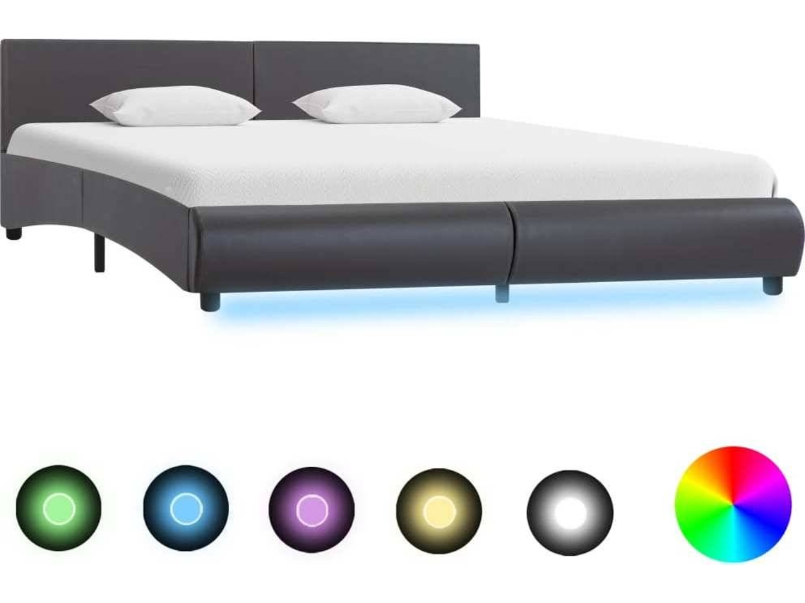 Bed Frame, Bed Frames Vidaxl Cinzeto Couro Artificial (160 X 200 Cm)