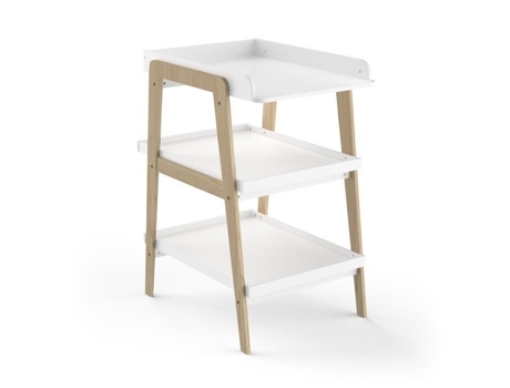 Trocador Tsuga feito de madeira maciça e MDF (comprimento x profundidade x altura): 58 x 71,1 x 101,2 cm. Para colchão de 50 x 70 cm. Branco fosco. Demeyere.