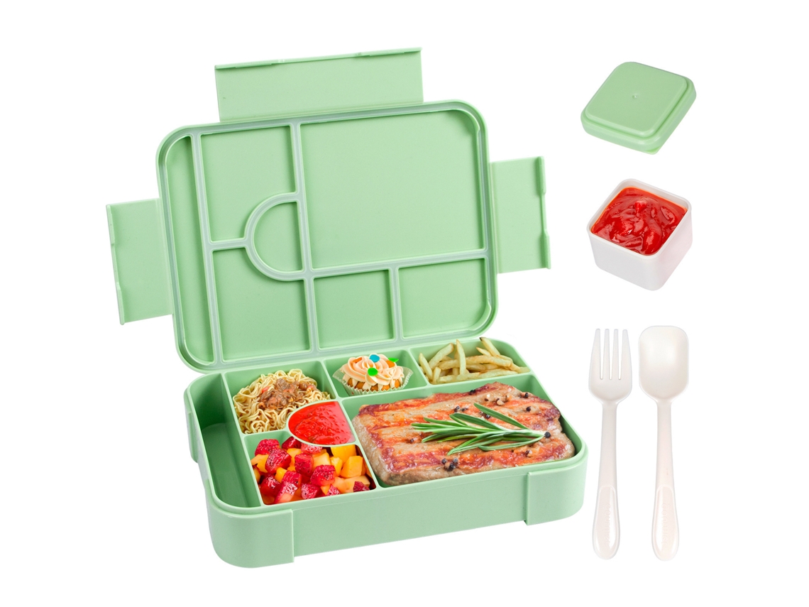 Lancheira Bento Compartimentada Hermética Para Crianças E Adultos, Adequada Para Refeições Frias E Quentes Czhhmart Verde Claro