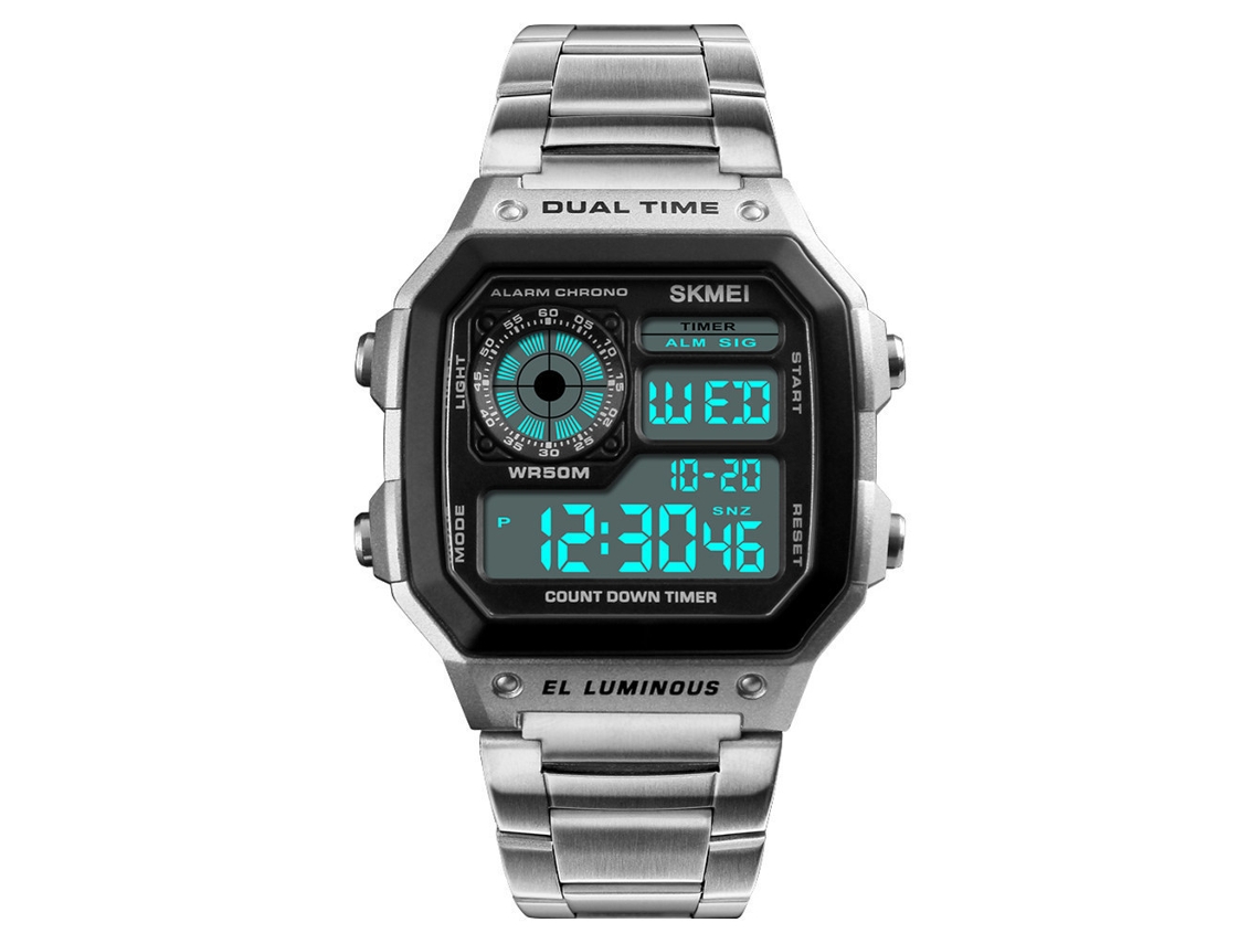 Relógio Masculino Elegante Luminoso Resistente À Água 50m com Data e Hora Prata