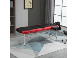 Marquesa de Massagem Dobrável e Portátil com Alt.ajust. Apoio para a Cabeça e Suporte P/ os Braços 210x81x62 85 Cm Vermelho e Preto
