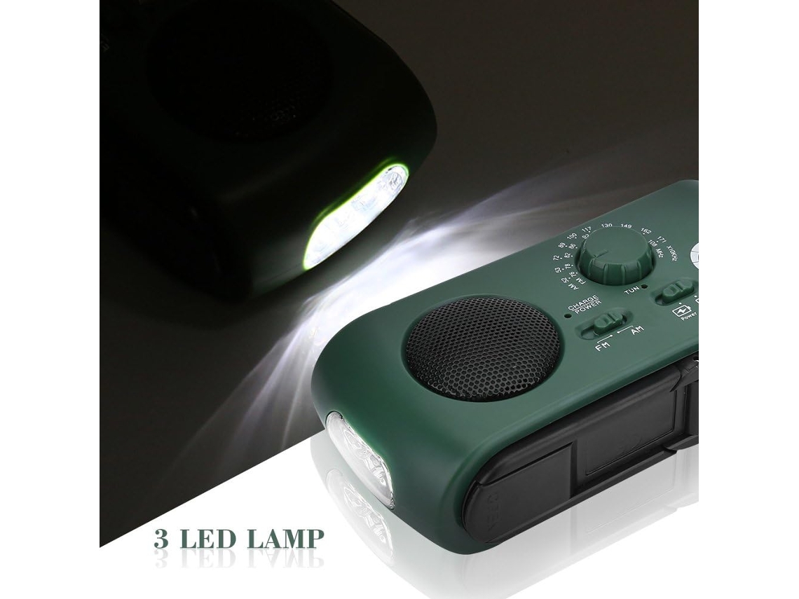 Rádio Am/fm, Lanterna Led com Solar de Manivela, Verde AQUAFORGE