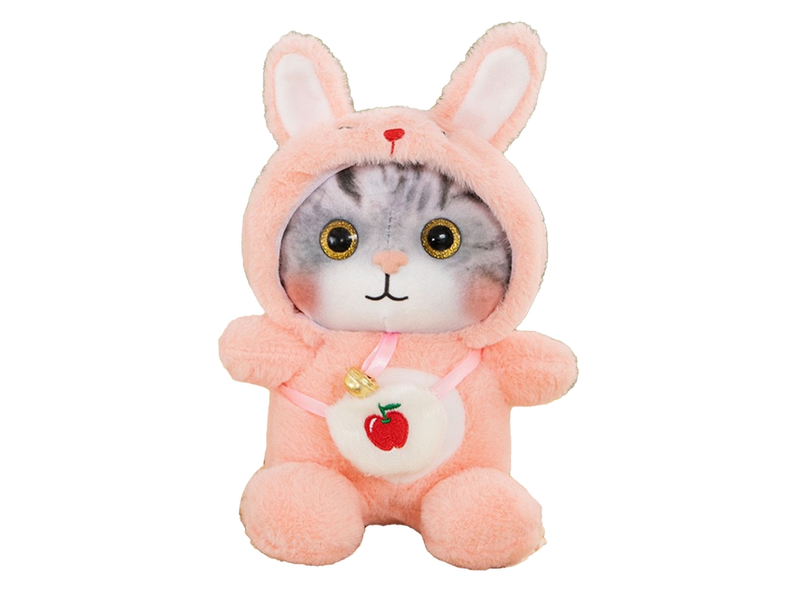 Pelúcia De Gato Fofa Com Sino Macia Colorida Presente De Aniversário Para Crianças Rosa