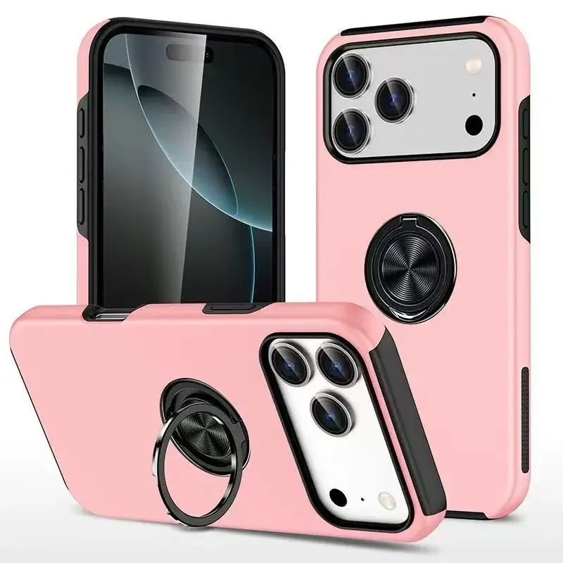 (rosa, Iphone 13 Pro) Capa De Celular Simples Com Suporte Magnético Em Anel, Capa Protetora De Plástico Resistente A Impactos.