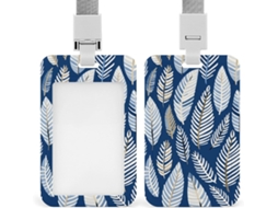 Porta Crachá White Leaf Com Estampa Vertical, Inclui Cordão, É Uma Capa Plástica Impermeável Crachás E Muito Mais