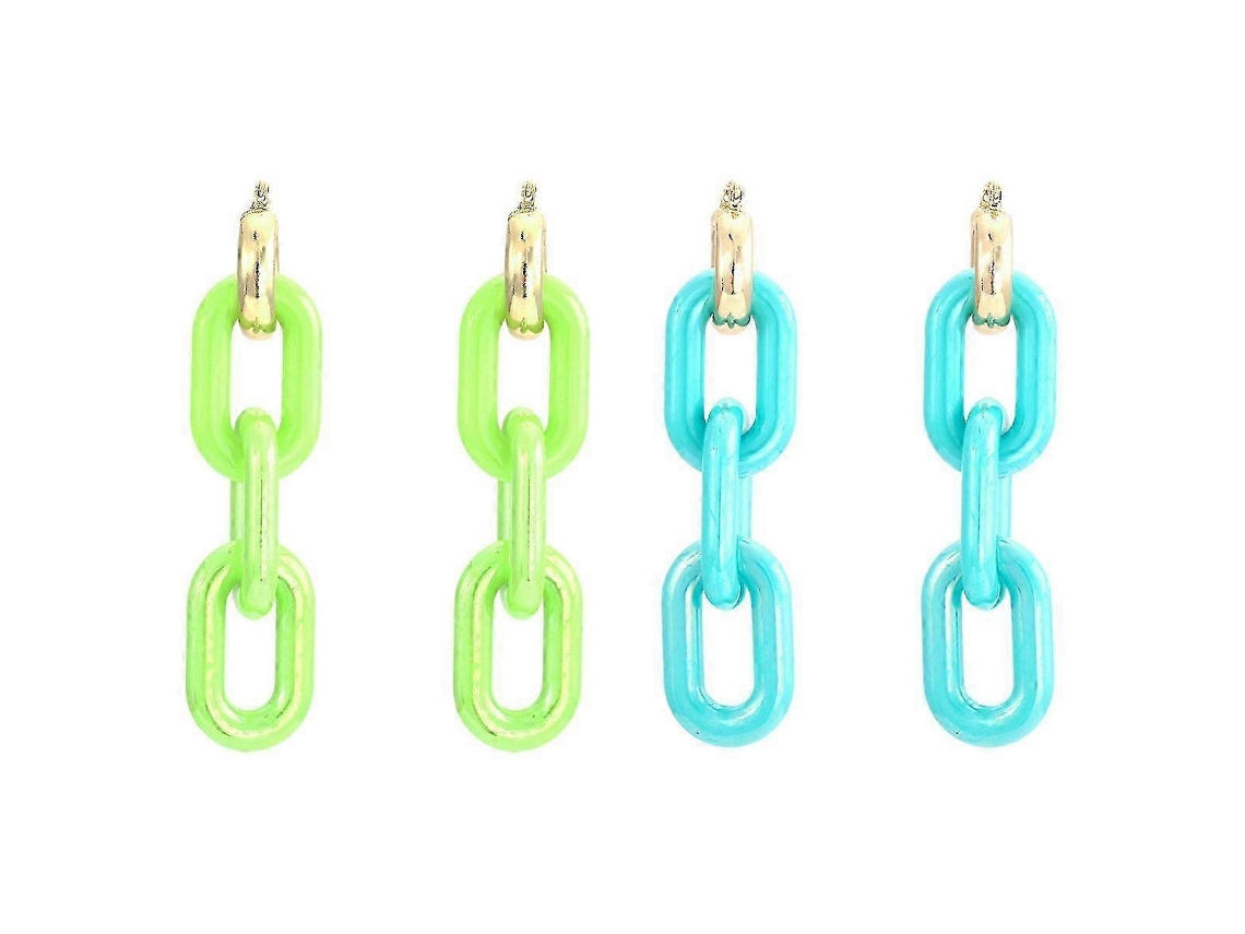 Brincos De Resina Oval Multicoloridos, Pingentes Com Corrente