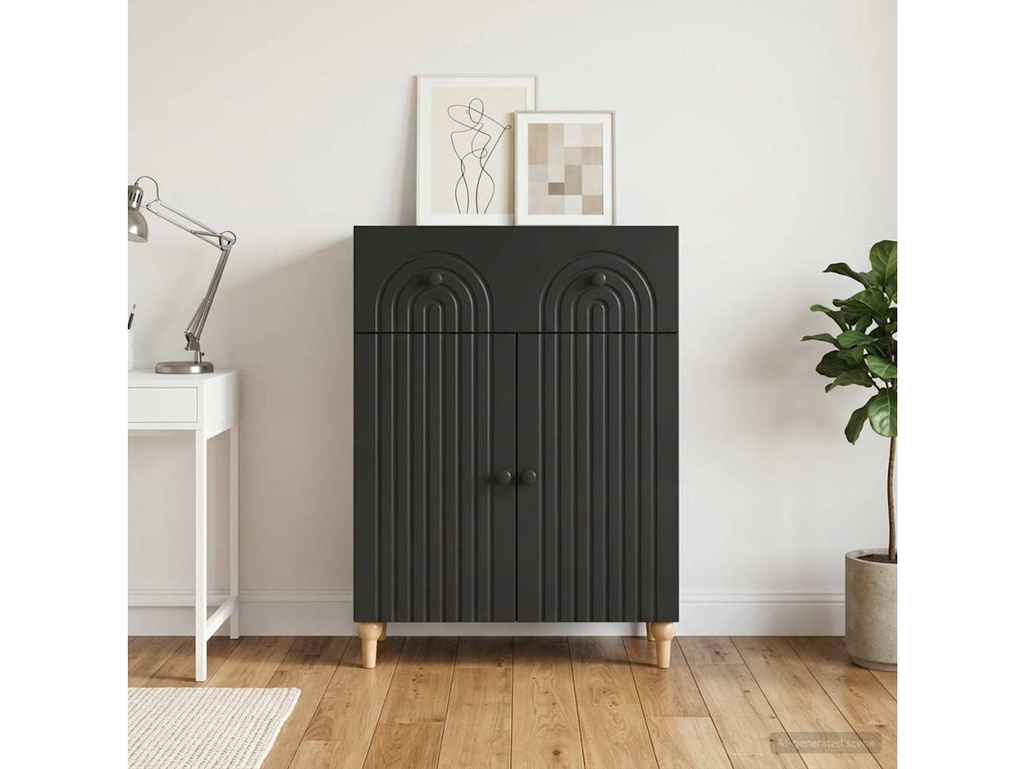 Vidaxl Buffet Preto 66 X 34,5 X 90 Cm Derivados De Madeira