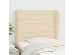 Vidaxl Cabeceira De Cama C/ Abas Tecido 103x23x118/128 Cm Creme