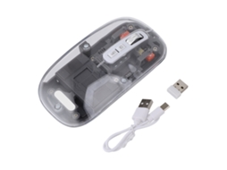 Mouse Sem Fio Transparente Bluetooth 2.4g Tri Modo Recarregável com Luz de Respiração 7 Cores Cinza | S/MARCA