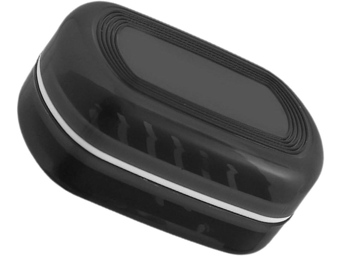 Saboneteira Compacta Com Tampa Preta Em Pp E Resistente A Impactos Para Banheiro.