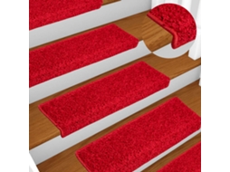 Vidaxl Tapetes De Escada 10 Peças 65x21x4 Cm Vermelho Com Borda Retangular