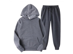2026 conjunto de Sudadera Con Capucha de Manga Larga para Hombre Casual de Color Sólido Tjp M Cinza Escuro