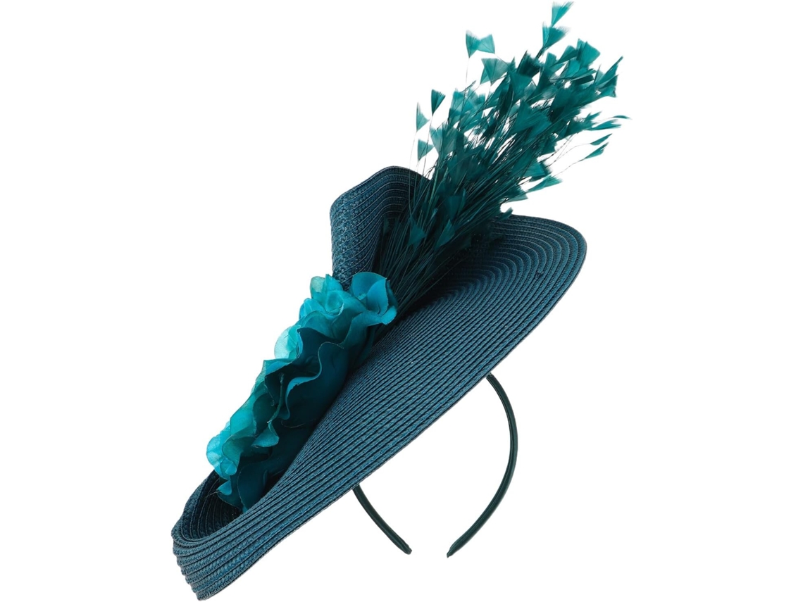 Elegante Chapéu Fascinator Feminino Com Flores E Penas Para Casamentos E Coquetéis.