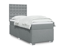 Vidaxl Cama Com Molas/colchão 80x200 Cm Tecido Cinza-claro