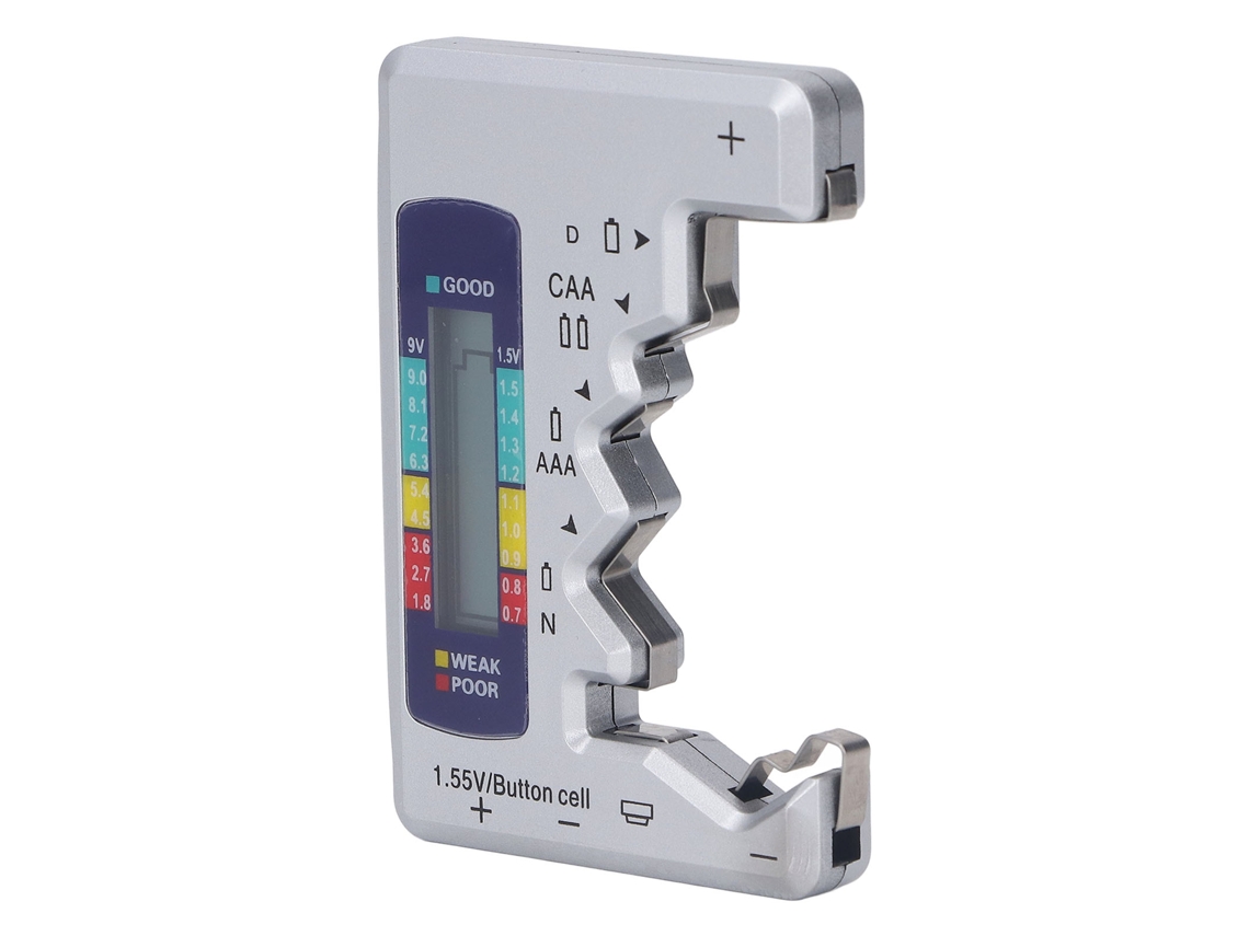 testador de Bateria Digital YURU com LCD para baterias de 1.5v a 9v, portátil