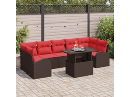 Vidaxl Conjunto De Sofá De Jardim Com Almofada Manual 8 Pcs Castanho