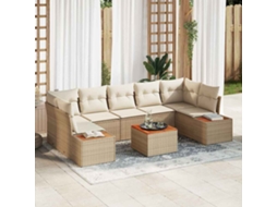 Vidaxl Conjunto De Sofá De Jardim 8 Unid. Bege Rattan Sintético