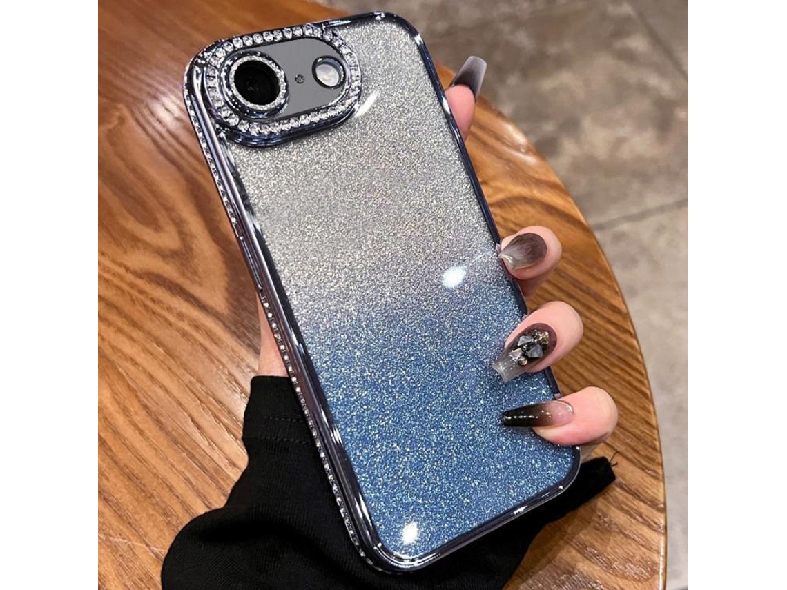 Capa De Tpu Para Iphone 17e - Glitter Degradê De Diamante