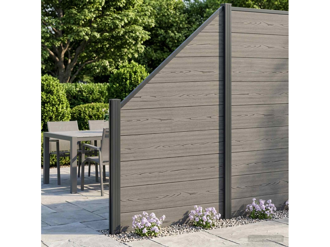 Vidaxl Conjunto De Cercas 10 Unid. 1657 X 186 Cm Wpc E Alumínio
