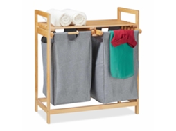 Cesto De Roupa Com 2 Compartimentos E Prateleira