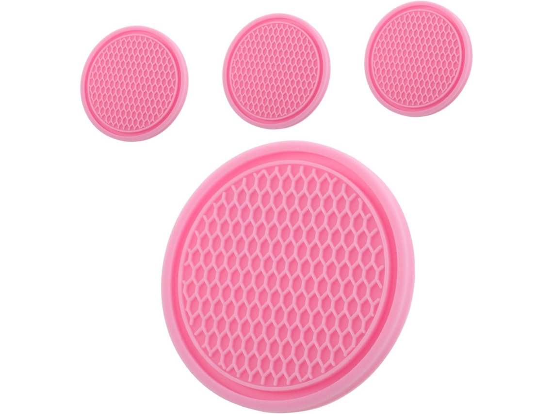 Conjunto De 4 Tapetes Decorativos Antiderrapantes Em Pvc Para Porta-copos De Carro.