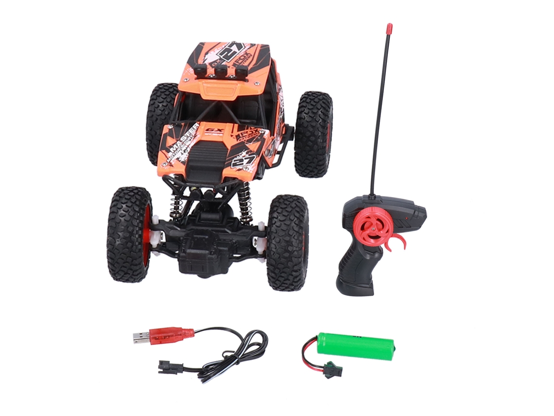 Brinquedo Carro Controle Remoto 1/20 Crawler Recarregável Para Terra Irregular Laranja