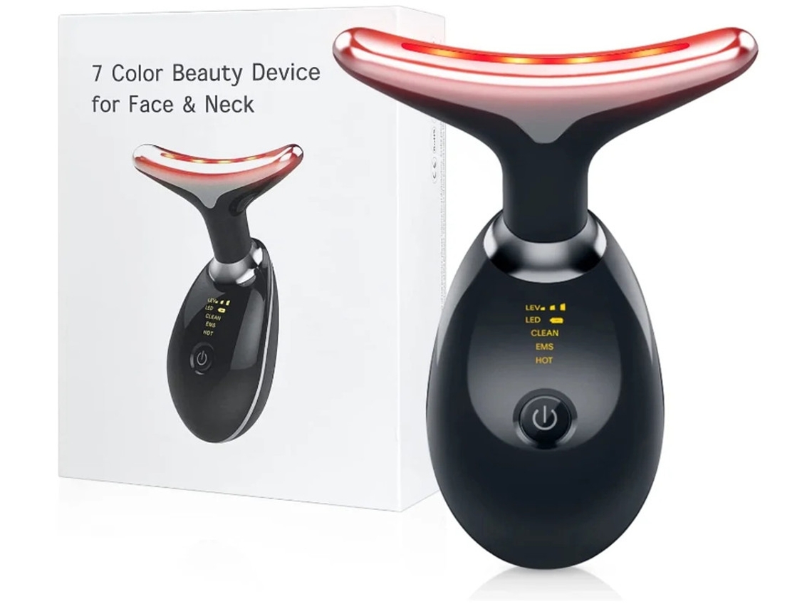 Dispositivo De Beleza Para Rosto E Pescoço Yizhood Am 1081 Terapia De Luz Vermelha Facial Led De 7 Cores Para Rejuvenescimento Facial Preto
