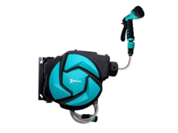 Carretel Automático de Mangueira de Parede com 10 M. Plástico e Mangueira Pp 28x14x34 Cm. Preto e Azul Ge