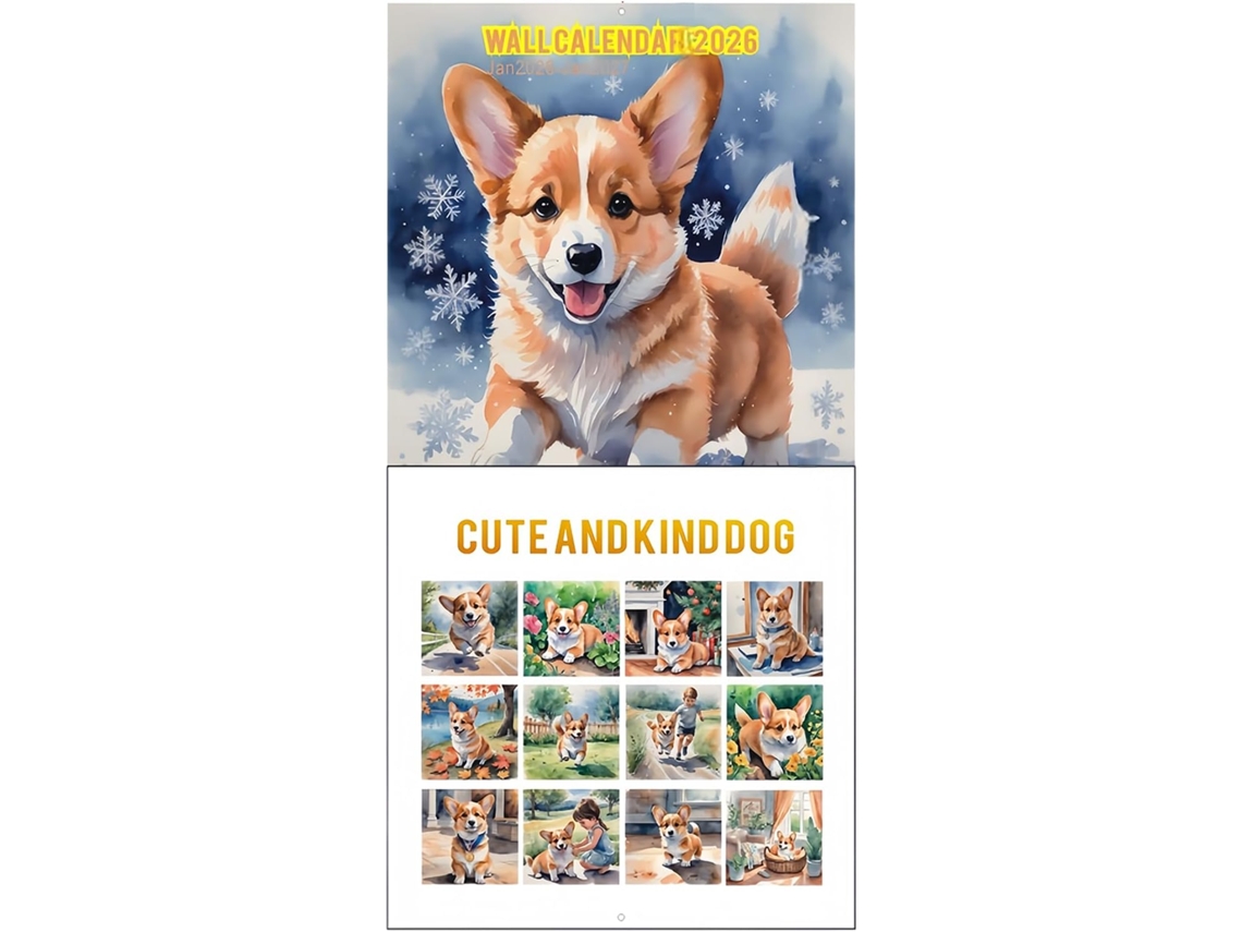 Calendário De Parede 2026 Com Estampa De Cachorro E Gato, Ideal Para Casa, Escola, Mesa De Trabalho,