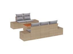 Conjunto 6 Conjunto De Sofá De Jardim Vidaxl Bege Vime Pe (55 X 55 X 37 Cm)