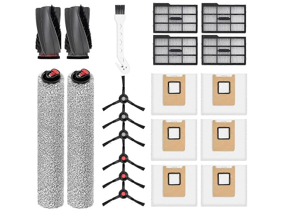 Replacement Kit For Eufy E25 Omni / E28 Omni: 1 Pair Main Brushes, 2 Roller Mops, 4 Hepa Filters(left), 6 Side Brushes