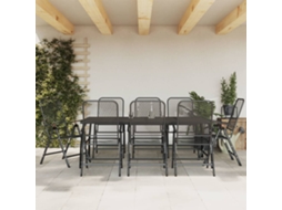 9 Pcs Conjunto De Jantar Para Jardim Rede De Metal Antracite Dkd Home Decor