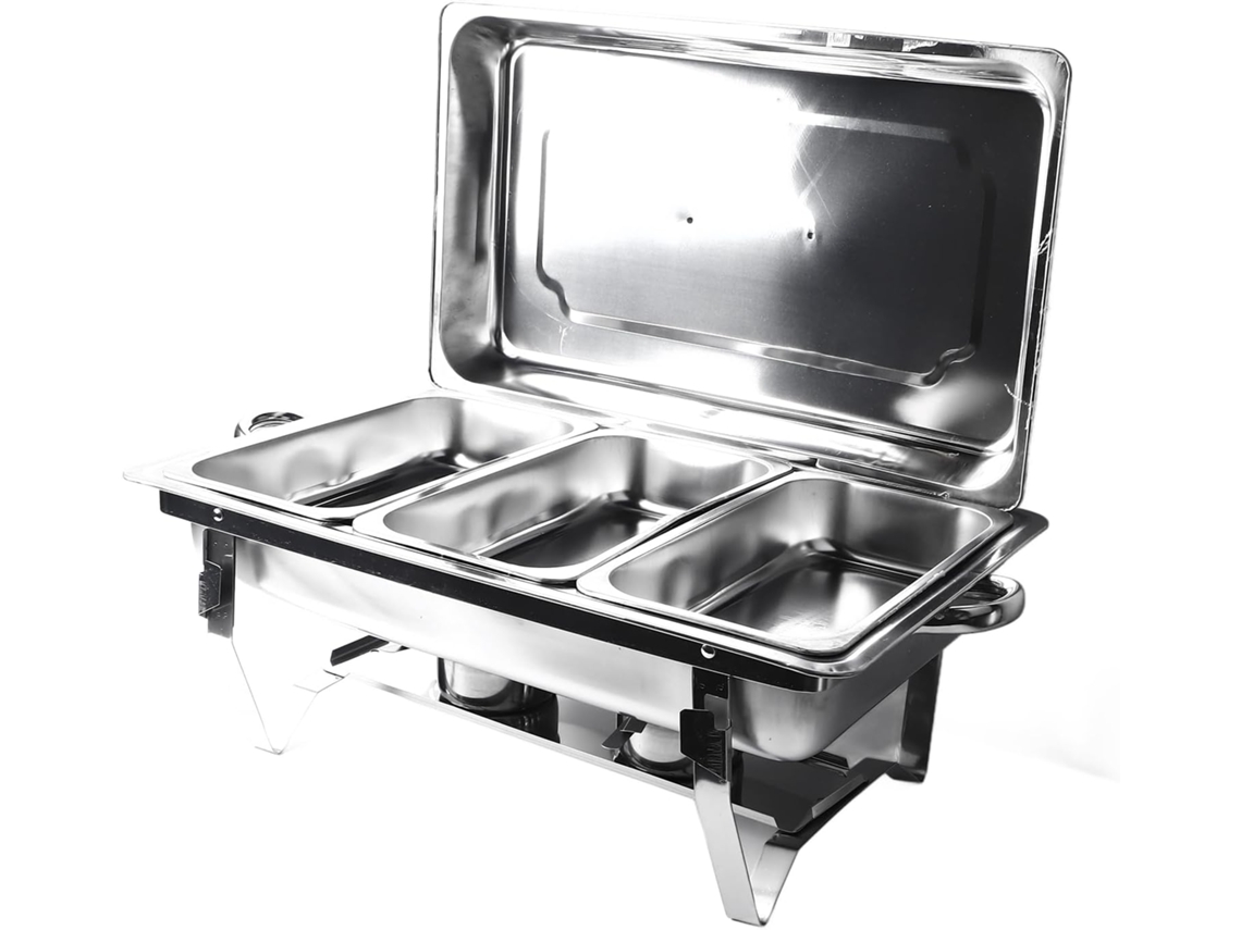 Conjunto De Buffet Em Aço Inoxidável Com Aquecedor.
