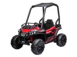 Carrinho Elétrico 12v, Vel. 3-6km/h, Mini Quadriciclo Motor Duplo, Usb, Mp3, Ctrl Remoto, 118x76x104cm, Vermelho/preto