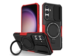 Capa Zruxe Compativel Com Samsung Galaxy S24 Fe 5g (sliding Camshield - Magsafe - Tpu - Pc - Preto - Vermelho)