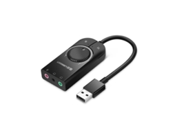 Placa de som externa Brilvibera com controle de volume USB e de 3,5 mm