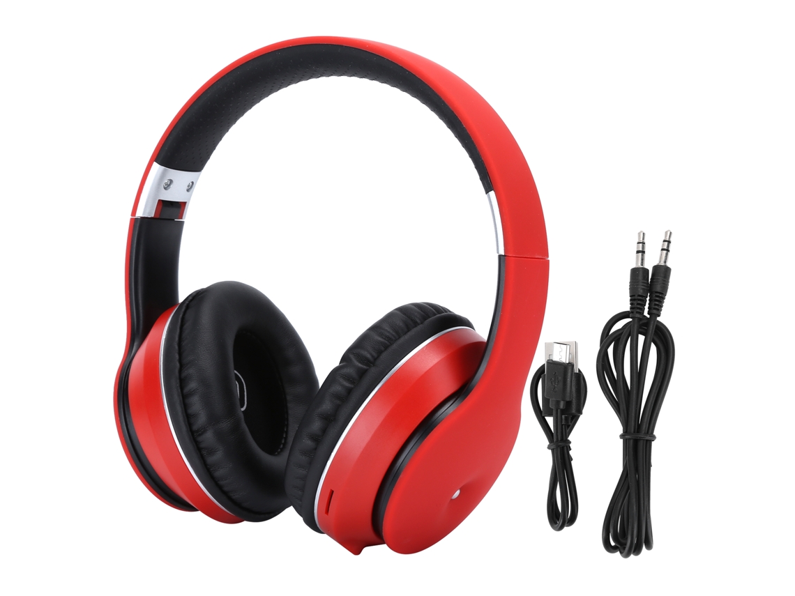 Fone De Ouvido Estéreo Bluetooth Sem Fio Mp3 Para Música, Jogos E Computadores, Compatível Com Cartão De Memória, Vermelho. Brilvibera
