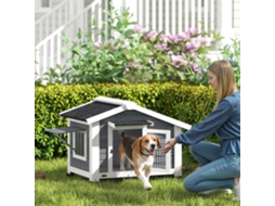 Casinha Externa De Madeira Para Cães, Modelo Caça-cão, Com Dimensões 98x76x69,5cm