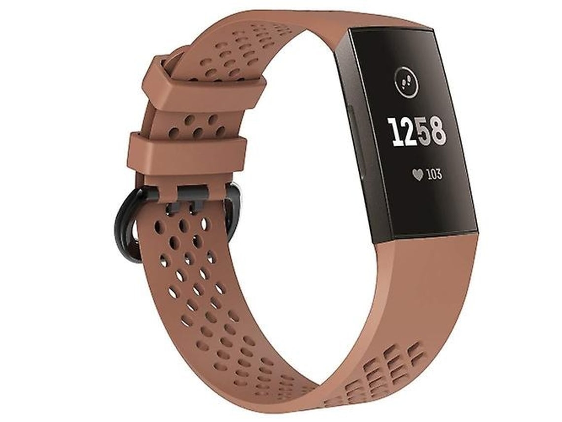 Lurelia Pulseira Esportiva Ajustável Com Furo Quadrado, Compatível Fitbit Charge 3, Coffee
