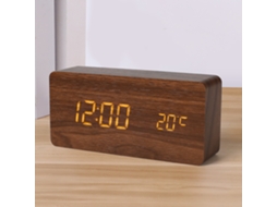 Despertador Digital Led Madeira Preto/branco ZYBLSSBB