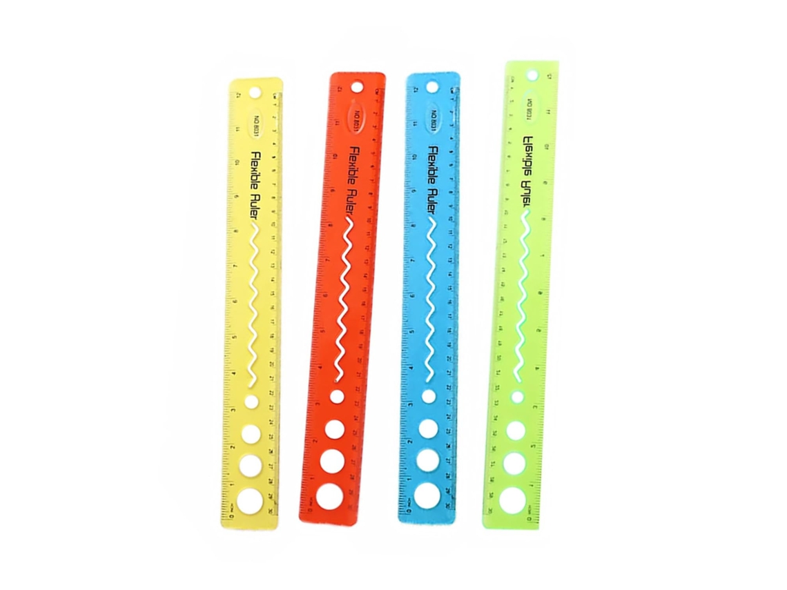 Régua Flexível de Plástico Transparente Clispeed, Conjunto de 4 Peças, Resistente ao Desgaste, Portátil e Leve, Ideal