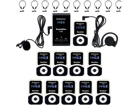 Auriculares Sistema Guias Turísticos Chamada Sem Fio Portátil Tecnologia Pll Canais Retekess Preto