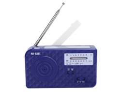 Rádio de emergência Mali com energia solar e manivela, azul, suporta fm/am