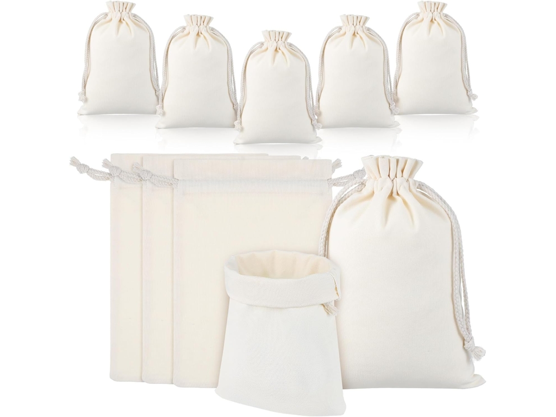 Sacos de Tecido Algodão, Pacote com 10 Unidades. Grandes Cordão. Armazenamento Fecho e Grande CHABERLU