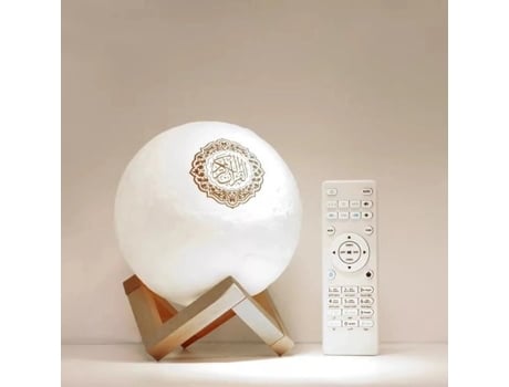 Alto-falante de música inteligente sem fio Alcorão com controle remoto Luzes de lua 3D portátil recarregável lâmpada estéreo LED Abs LESHP