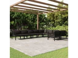 Vidaxl 9 Pcs Conjunto Lounge Jardim Com Almofadões Alumínio Antracite