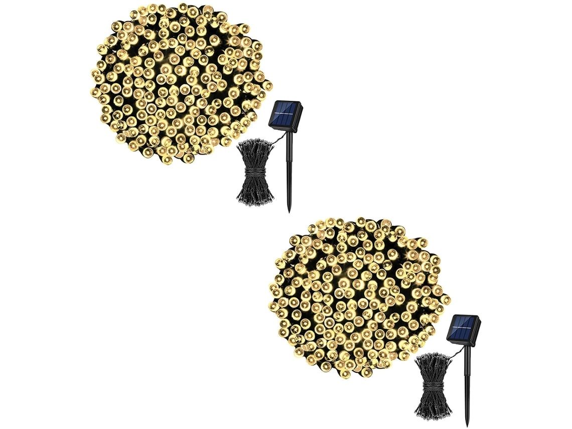 2 Conjuntos de Luzes Solares, 22 Metros de Comprimento, 200 Leds, 8 Modos, Natal, Baixo Consumo, Moderno, Ergonômico, Uso Diário STELASPLEN