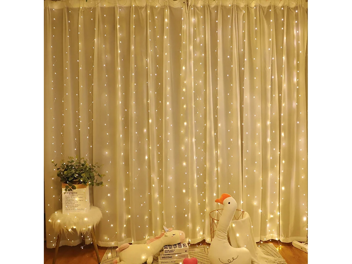 Luz Quente6mx3m 600leds8 Modos Controle Remoto Temporizador Usb Fio Cobre Luz Cortina Led Decoração Natal Festas Quarto Lanterna MDUG